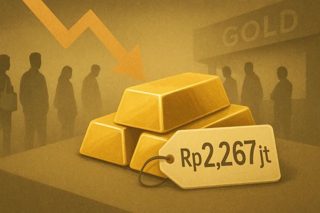Harga Emas Antam Logam Mulia Turun ke Rp2,267 Juta per Gram, Pasar Ritel Pilih Wait and See