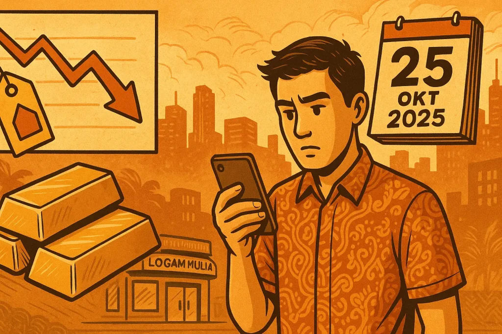 Harga Emas Antam Turun Rp4.000, Hari Ini 25 Oktober 2025 Dijual Sekitar Rp2,35 Juta per Gram