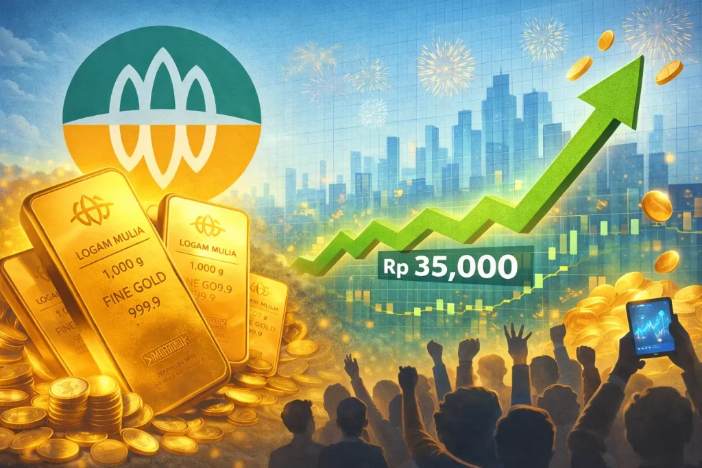 Harga Emas Antam Meroket Rp 35.000, Sentimen Positif Guyur Saham ANTM di Awal Tahun