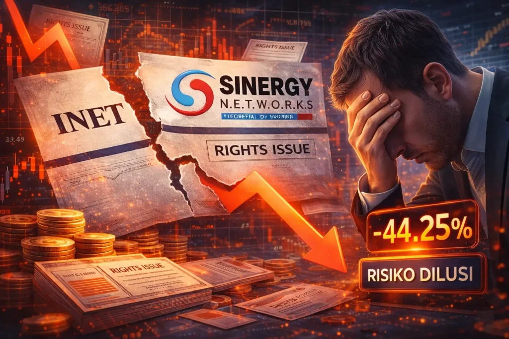Saham INET Tertekan Usai Penetapan Harga Teoritis Rights Issue, Risiko Dilusi Hantui Investor