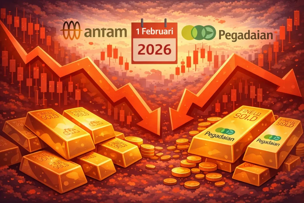 Harga Emas Pegadaian dan Antam Merosot Tajam pada Minggu 1 Februari 2026