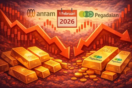 Harga Emas Pegadaian dan Antam Merosot Tajam pada Minggu 1 Februari 2026