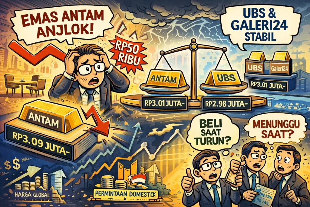 Harga Emas Hari Ini Bergerak Variatif, Antam Turun Tajam Sementara UBS dan Galeri24 Stabil