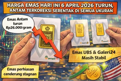 Harga Emas Hari Ini 6 April 2026 Turun, Antam Terkoreksi Serentak di Semua Ukuran