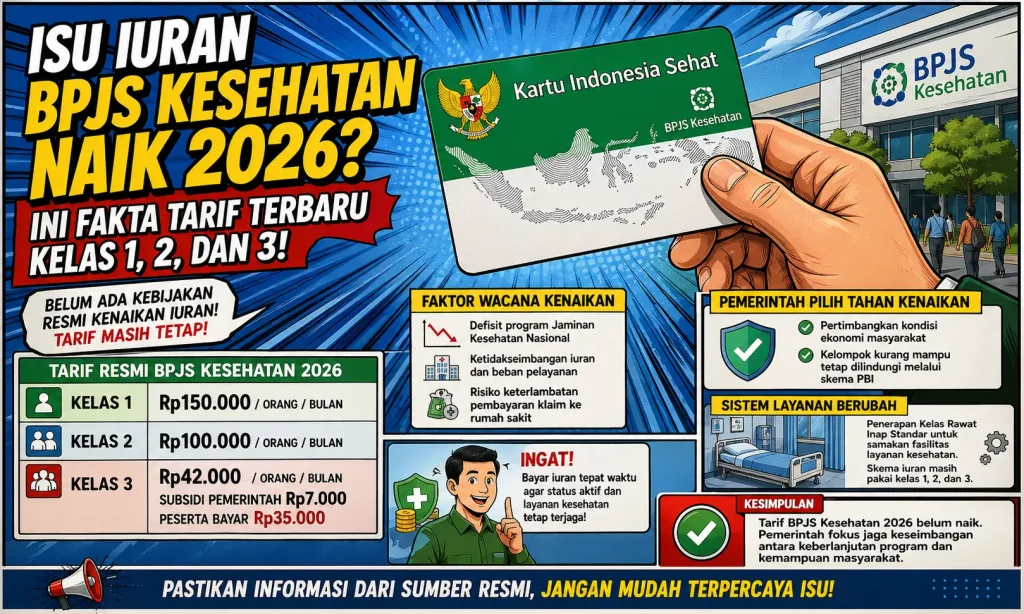 Isu Iuran BPJS Kesehatan Naik 2026 Bikin Resah, Ini Fakta Tarif Terbaru Kelas 1, 2, dan 3
