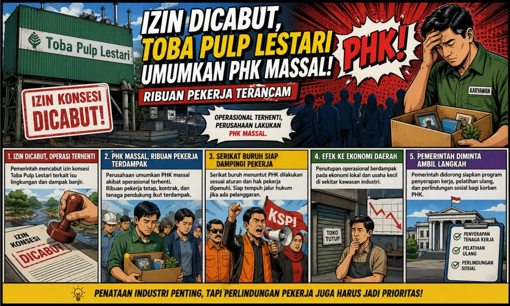 Izin Dicabut, Toba Pulp Lestari Umumkan PHK Massal, Ribuan Pekerja Terancam