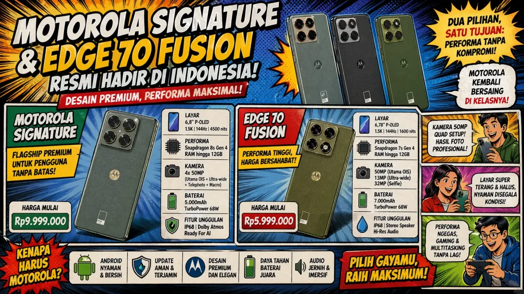 Motorola “Signature” & Edge 70 Fusion Resmi Masuk Indonesia, Ini Spesifikasi dan Harganya
