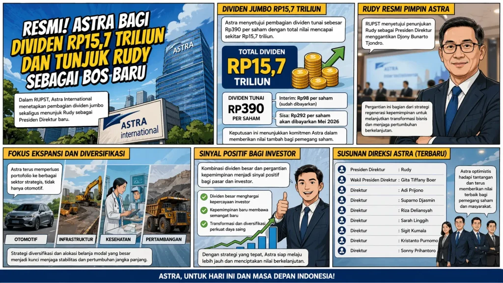 Resmi! Astra Bagi Dividen Jumbo Rp15,7 Triliun dan Tunjuk Rudy sebagai Bos Baru