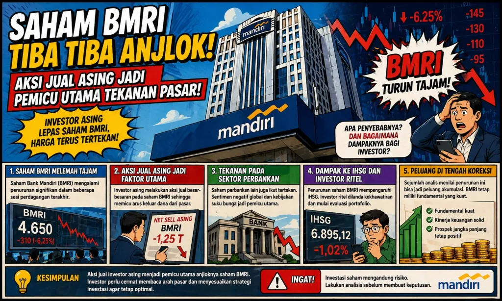 Saham BMRI Tiba Tiba Anjlok, Aksi Jual Asing Jadi Pemicu Utama Tekanan Pasar