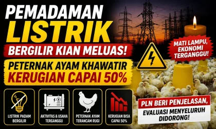 Pemadaman Listrik Bergilir Kian Meluas, Peternak Ayam Khawatir Kerugian Membengkak hingga 50 Persen