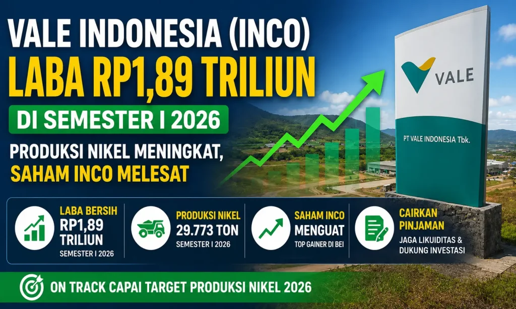 Laba Vale Indonesia Tembus Rp1,89 Triliun, Saham INCO Melesat di Tengah Optimisme Nikel