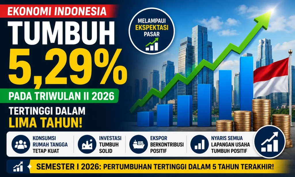Ekonomi Indonesia Tumbuh 5,29 Persen pada Triwulan II 2026, Tertinggi dalam Lima Tahun