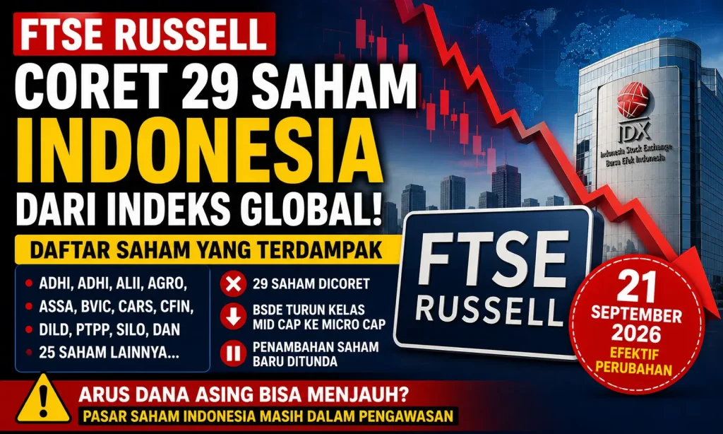 FTSE Russell Coret 29 Saham RI dari Indeks Global, Investor Asing Makin Waspada