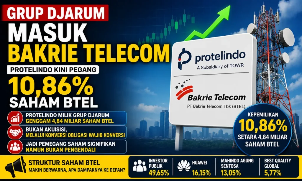 Grup Djarum Masuk Bakrie Telecom, Protelindo Kini Pegang 10,86% Saham BTEL