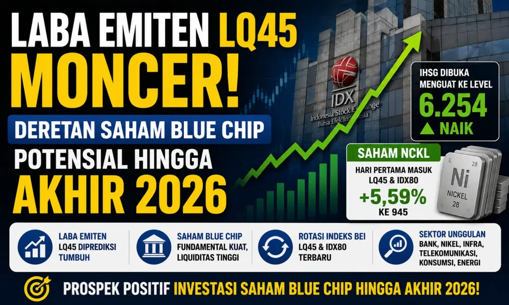 Laba Emiten LQ45 Diprediksi Moncer, Deretan Saham Blue Chip Ini Dinilai Masih Menarik hingga Akhir 2026