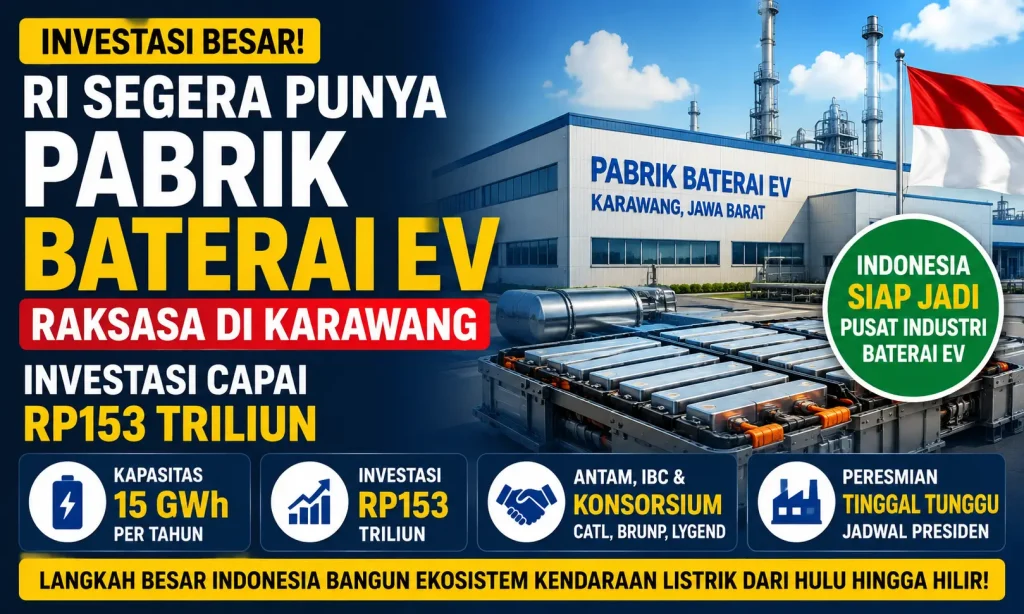 RI Segera Punya Pabrik Baterai EV Raksasa di Karawang, Investasinya Capai Rp153 Triliun