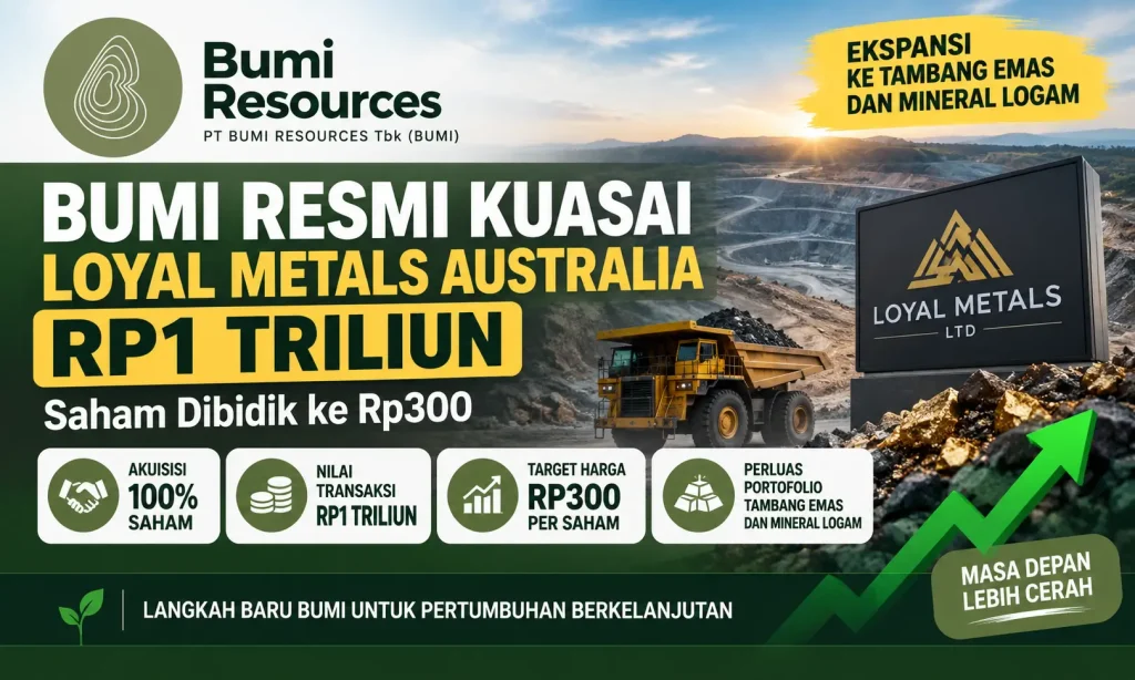 BUMI Resmi Kuasai Loyal Metals Australia Rp1 Triliun, Saham Dibidik ke Rp300