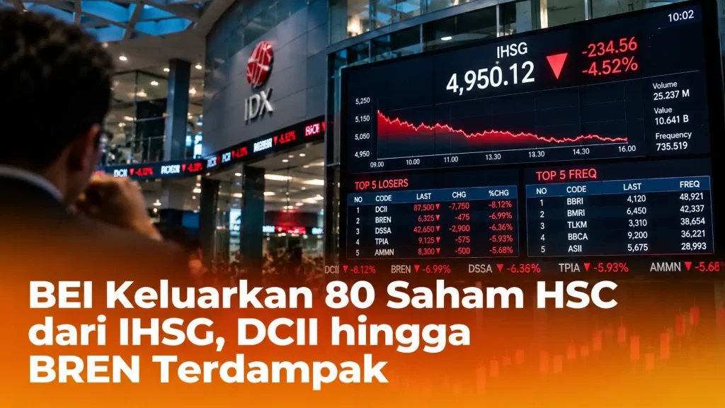 BEI Keluarkan 80 Saham HSC dari IHSG, DCII hingga BREN Terdampak