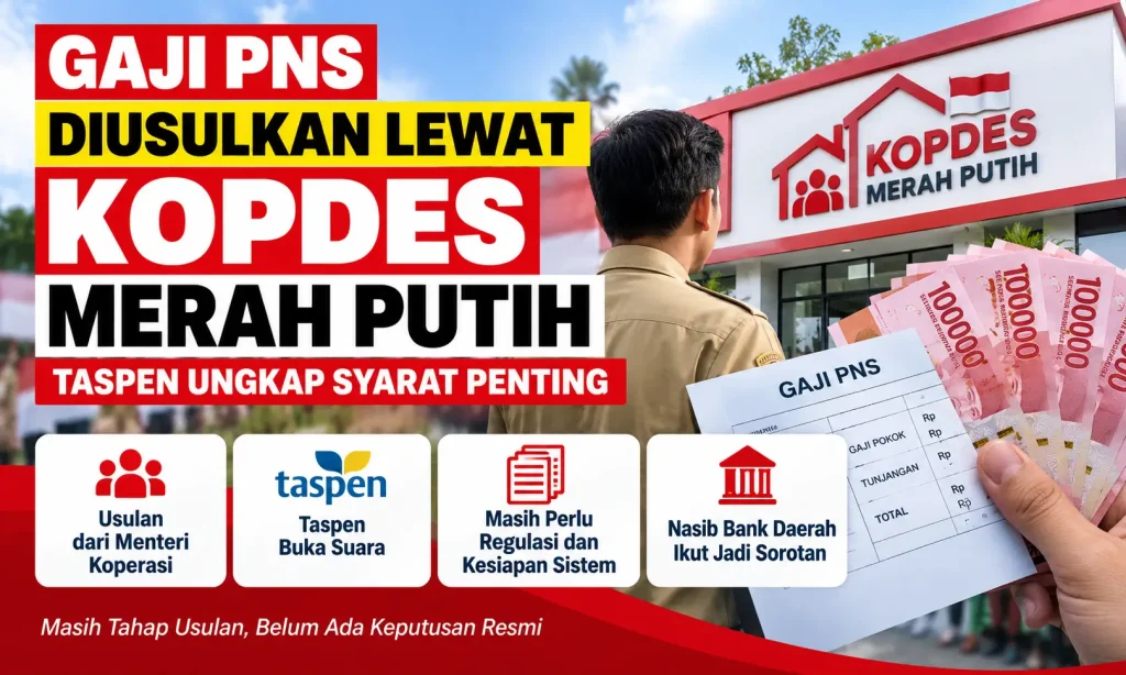 Gaji PNS Diusulkan Lewat Kopdes Merah Putih, Taspen Ungkap Syarat Penting